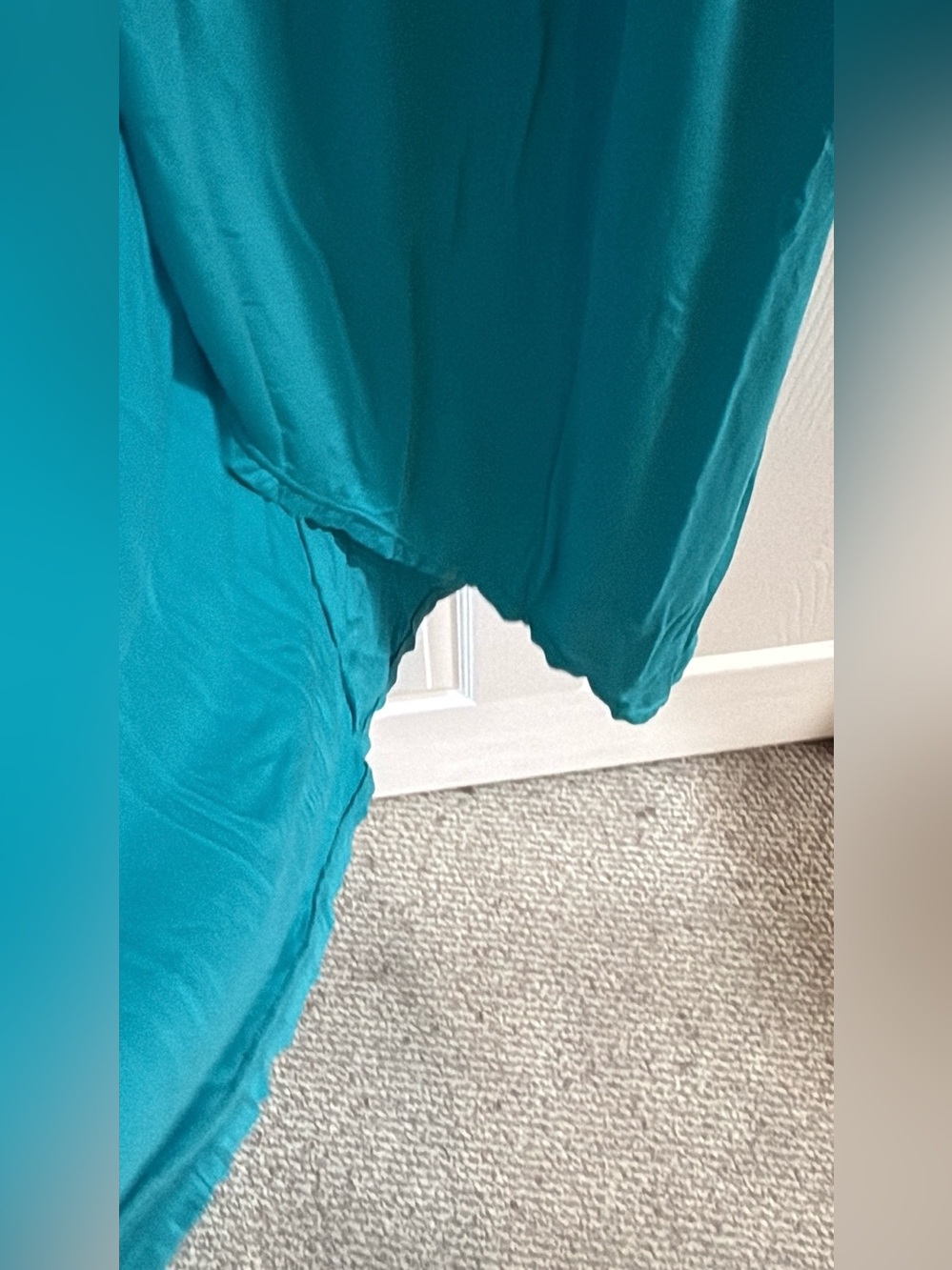 Sleeveless Asymmetrical Teal Maxi Dress - Picture 4 of 6